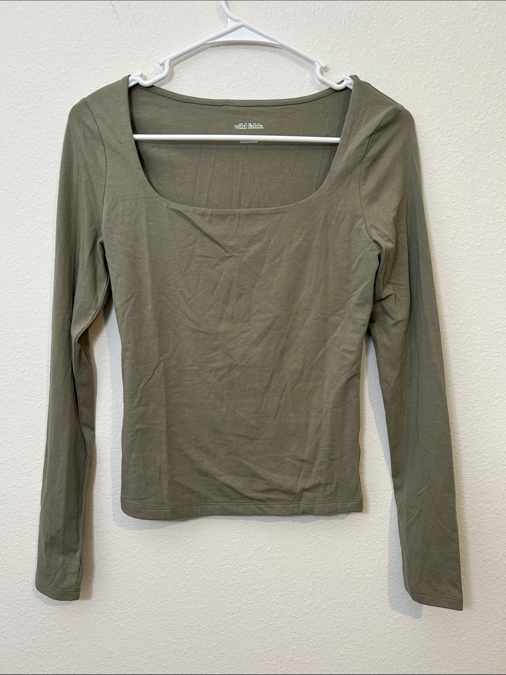 Wilfred Olive Green Square Neck Long Sleeve Top